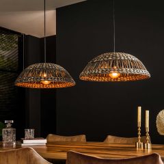 Lucy hanglamp 2x dome - zwart nikkel