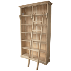 Boekenkast met trap 136x40x235 cm teak naturel