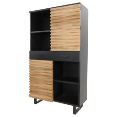 Lille wandkast 110x45x190 cm acaciahout naturel/zwart