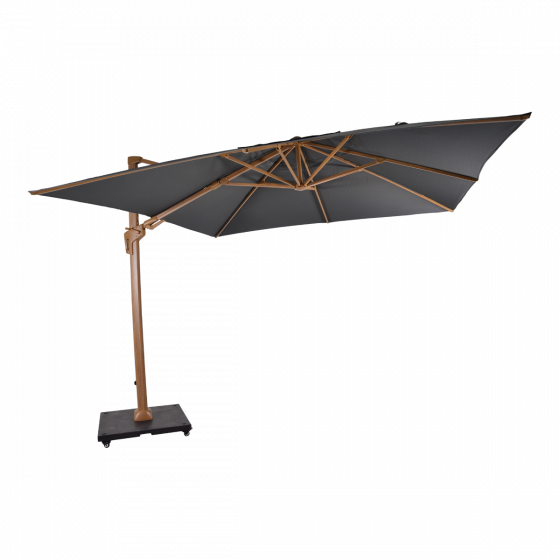 Zweefparasol VirgoFlex houtlook 3x3mtr - grijs