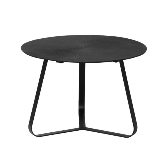 Freyja salontafel metaal 59x59x41 cm - zwart ribbel