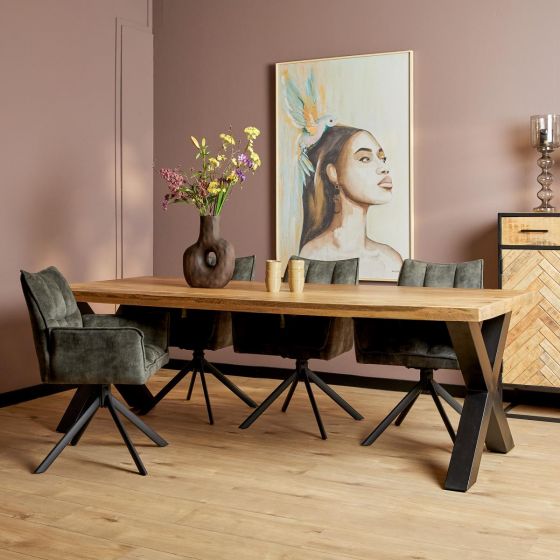 Rechthoekige eettafel Denver - 240 cm - naturel - X-poot