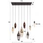 Carmen hanglamp 4+3 cocoon mix glas - zwart