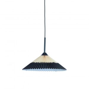 Pleated hanglamp Ø45x17 cm - zwart/naturel